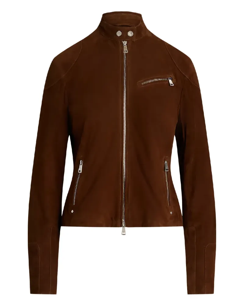Ralph Lauren zip-up suede biker jacket - Braun Braun
