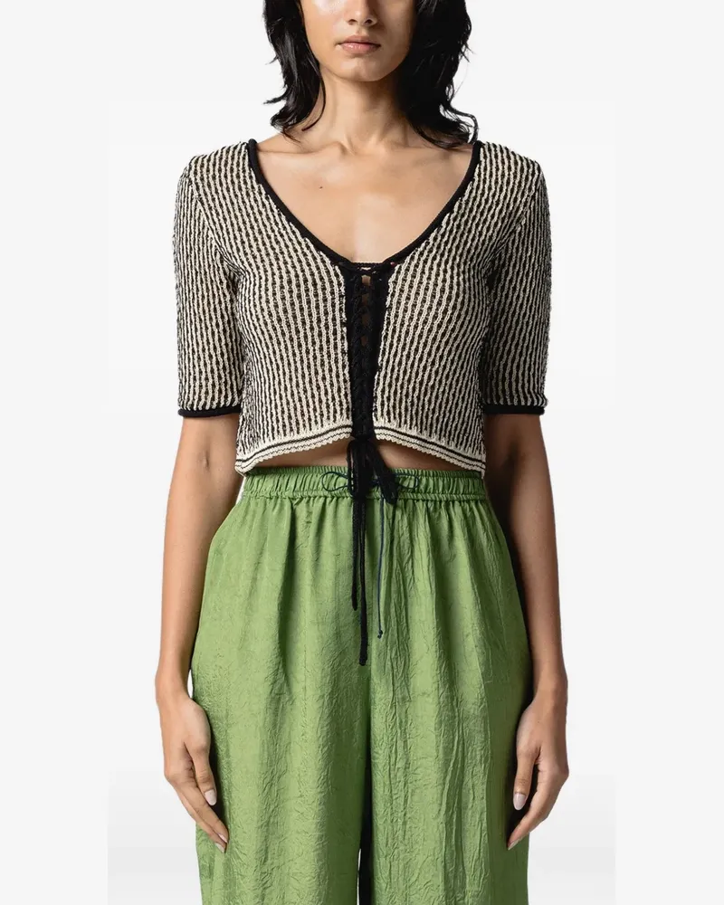 Muller of Yoshiokubo Ripple striped cardigan - Schwarz Schwarz