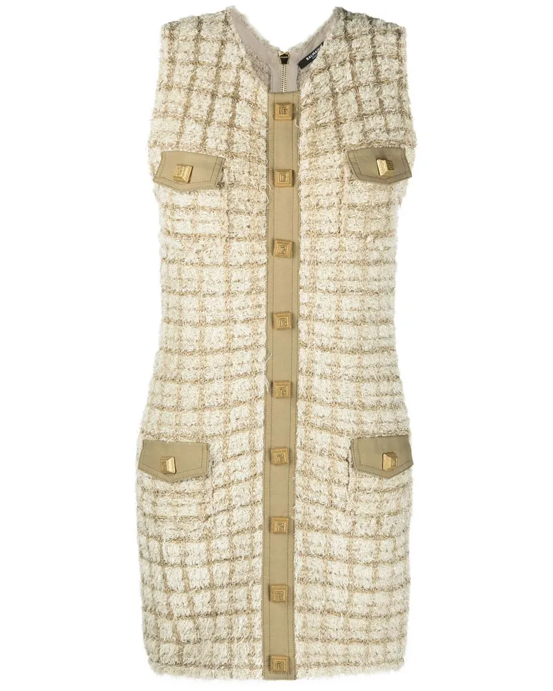 Balmain Ärmelloses Tweed-Kleid - Nude Nude