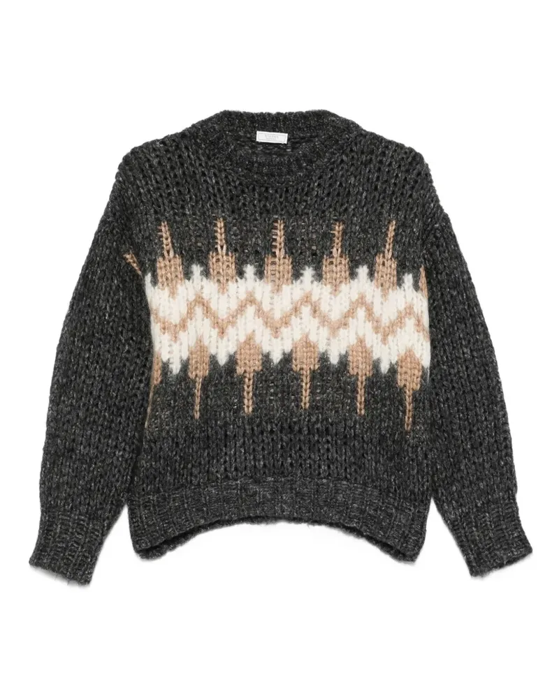 Peserico Pullover mit Jacquardmuster - Grau Grau