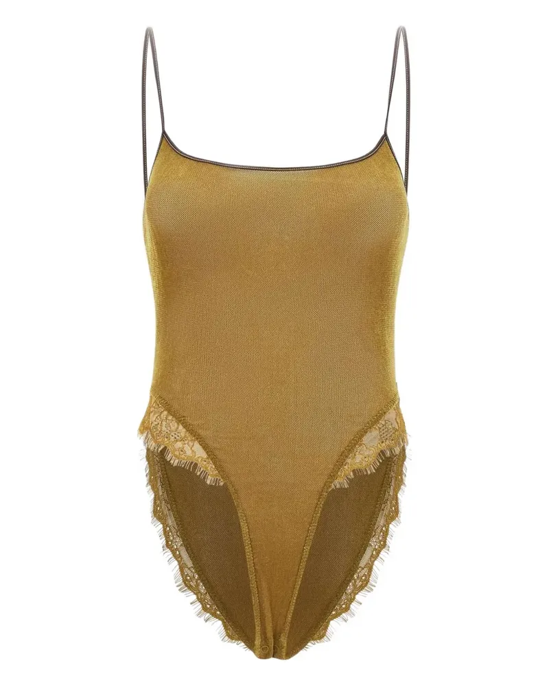 JACQUES velvet lace bodysuit - Gold Gold
