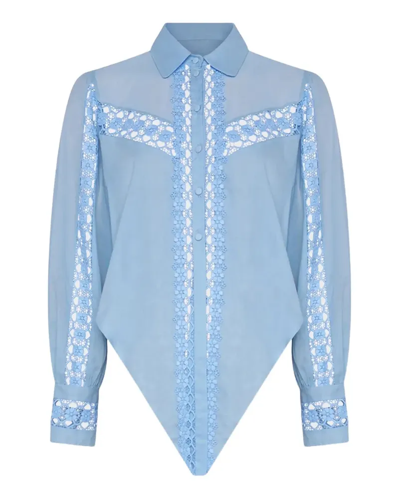 Charo Ruiz Devi Bluse mit Spitzeneinsatz - Blau Blau