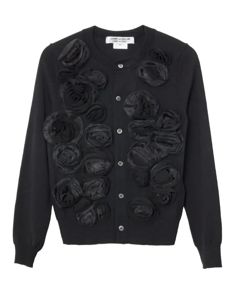Comme des Garçons floral-appliqué cardigan - Schwarz Schwarz