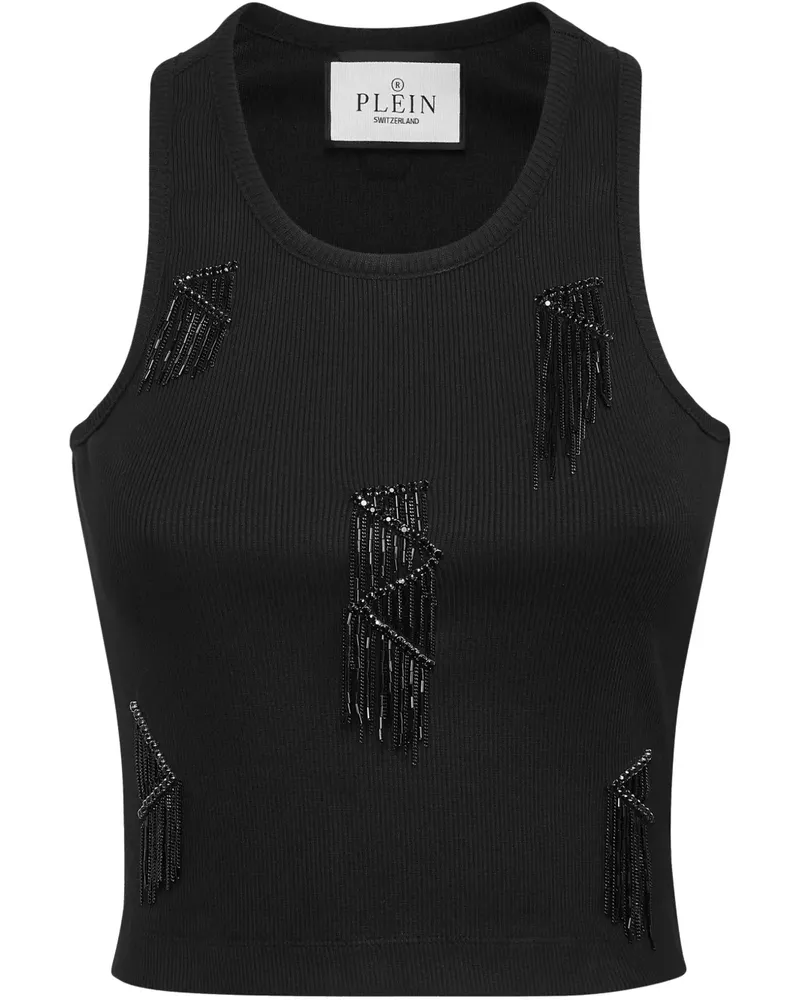 Philipp Plein Top mit Fransensaum - Schwarz Schwarz