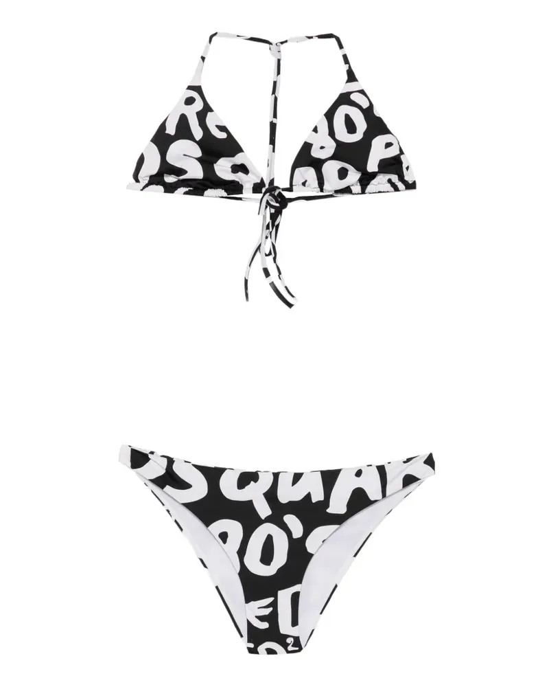 Dsquared2 Bikini mit Logo-Print - Schwarz Schwarz