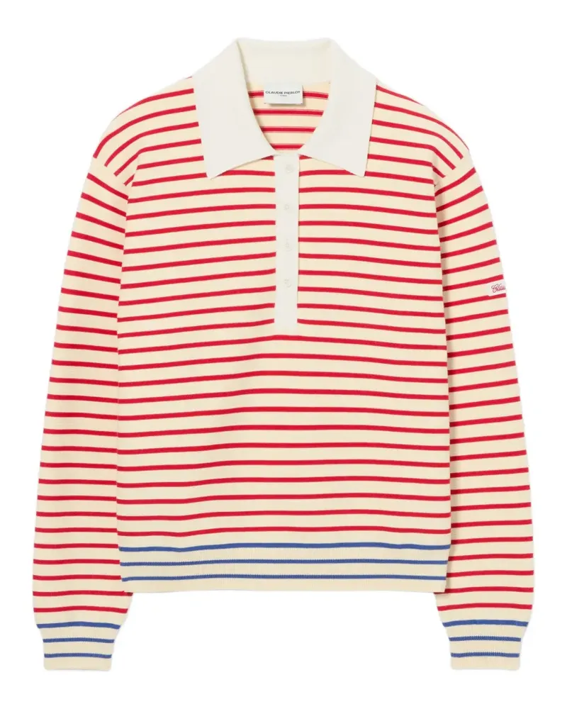 Claudie Pierlot Gestreiftes Poloshirt - Nude Nude