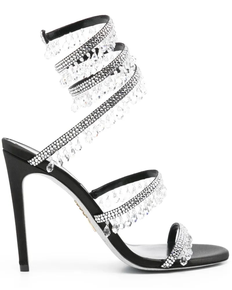 René Caovilla Cleo Sandalen 105mm - Schwarz Schwarz