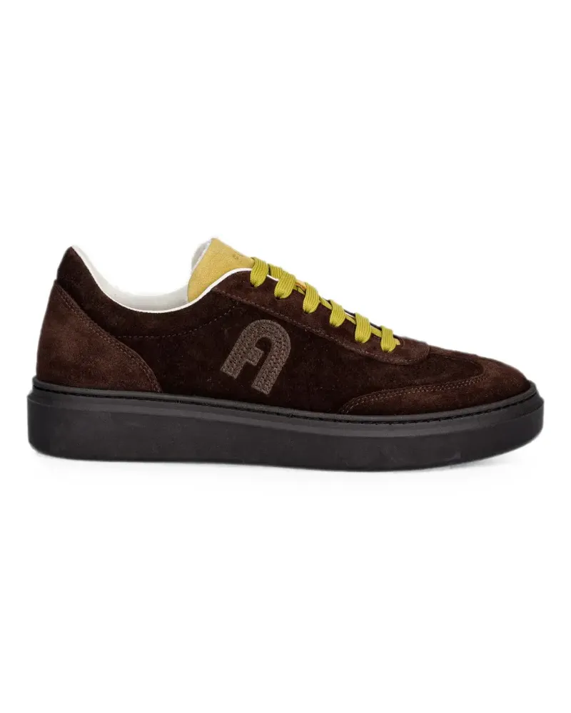 Furla Hype logo-patch suede sneakers - Braun Braun