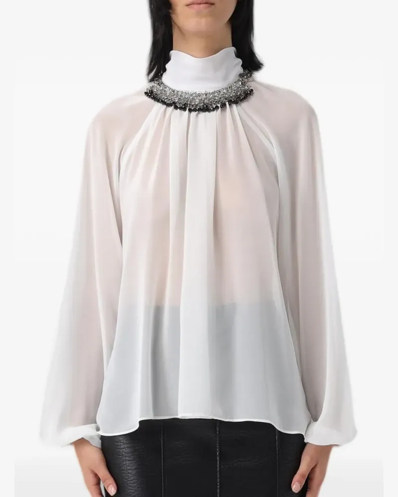 Hanita Seidenbluse mit Spitze - Weiß Weiß