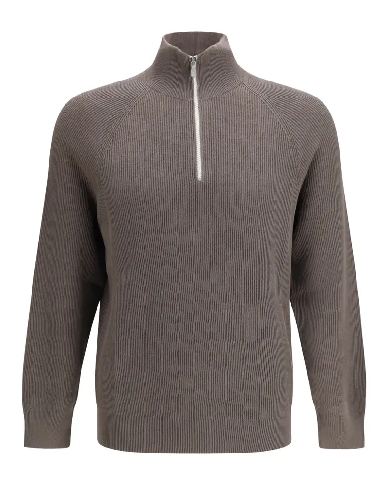 Brunello Cucinelli zip ribbed turtleneck - Braun Braun
