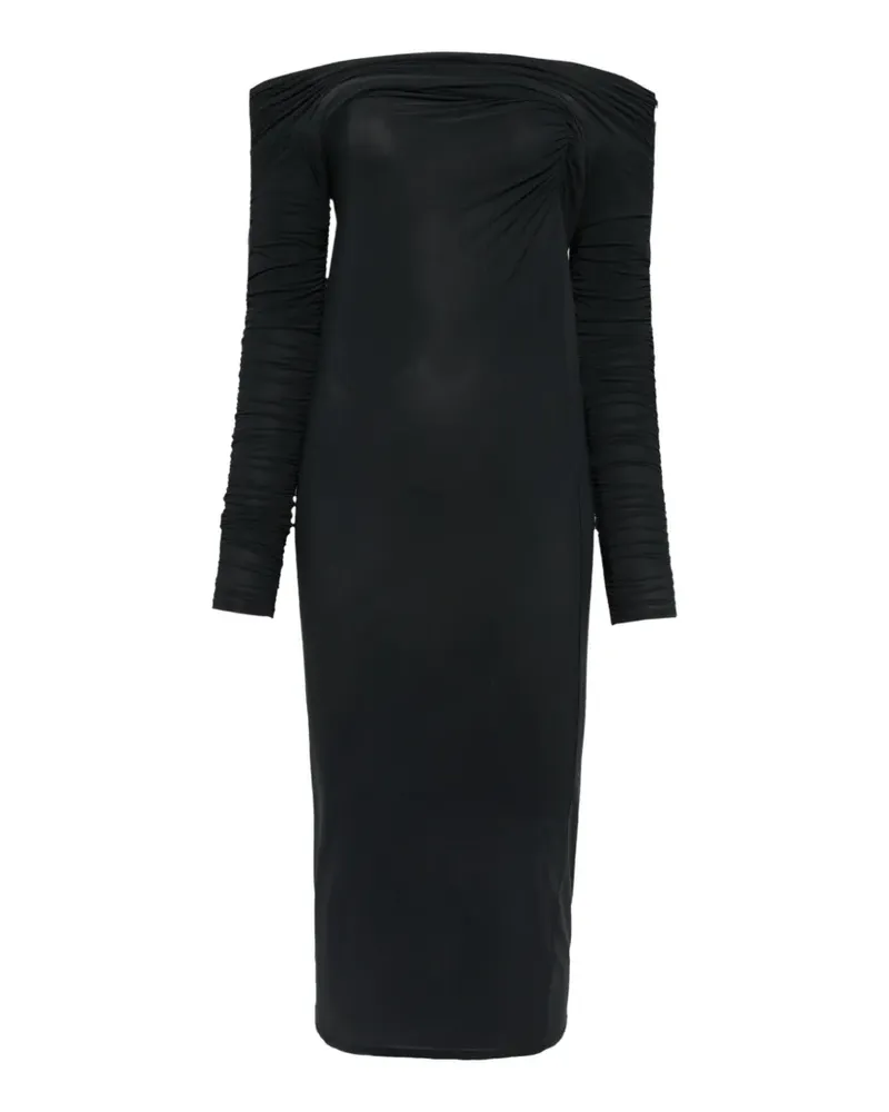 Amazuìn Janis schulterfreies Maxikleid mit Raffungen - Schwarz Schwarz