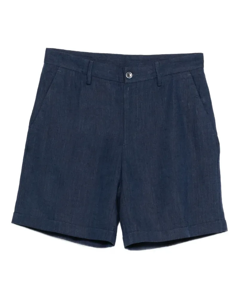 120% Lino slub-texture tailored shorts - Blau Blau