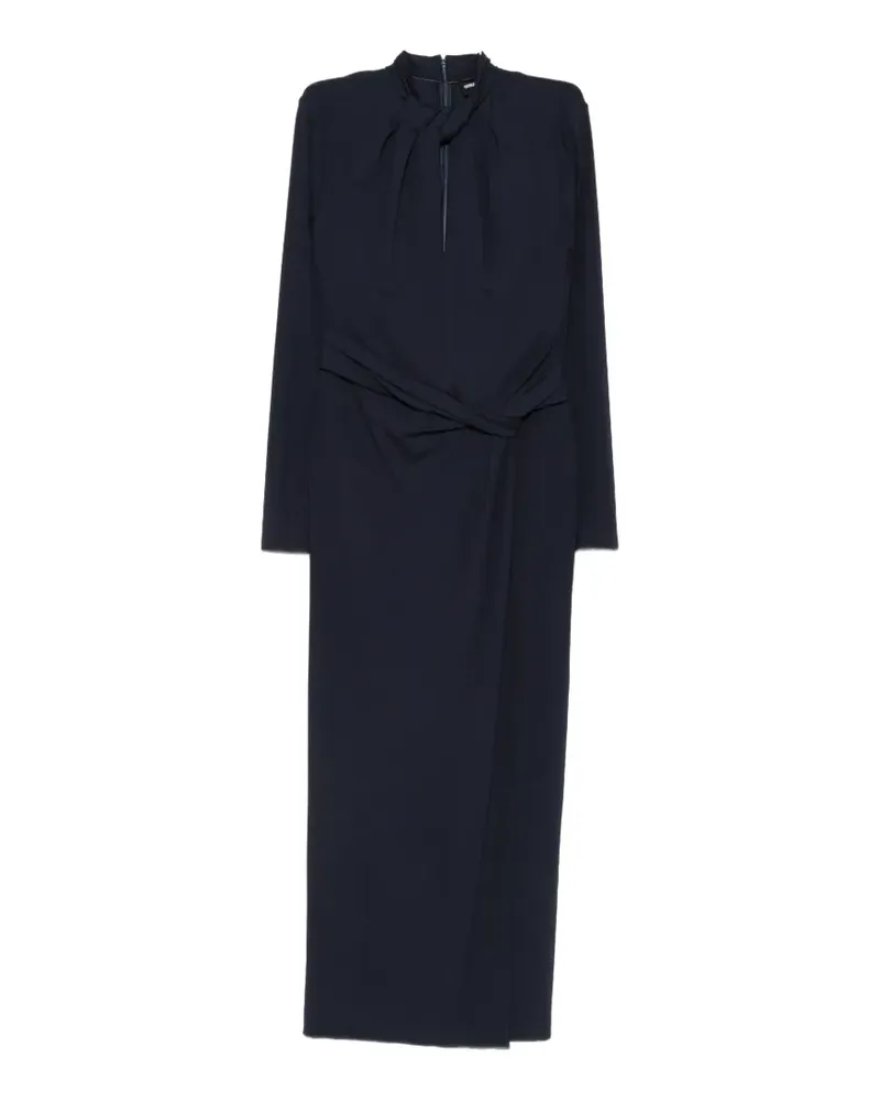 Giorgio Armani twist-detail keyhole-neck midi dress - Blau Blau