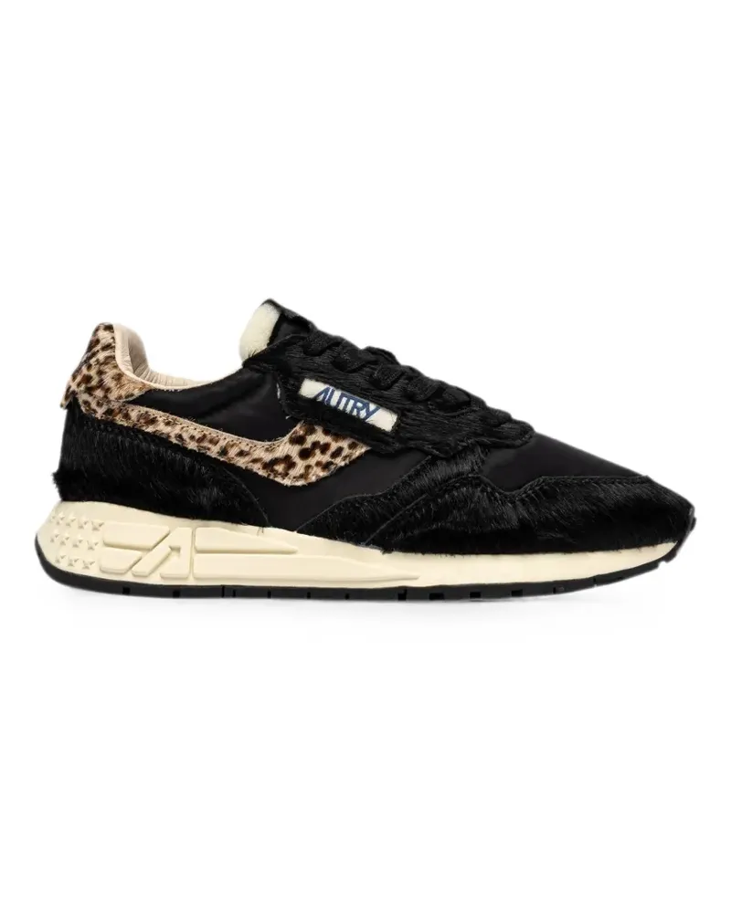 AUTRY Reelwind Low leopard-print pony-hair sneakers - Schwarz Schwarz