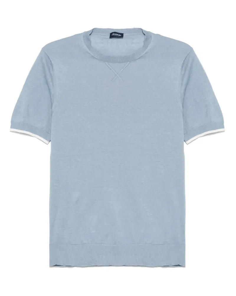Drumohr  Fein gestricktes T-Shirt - Blau Blau