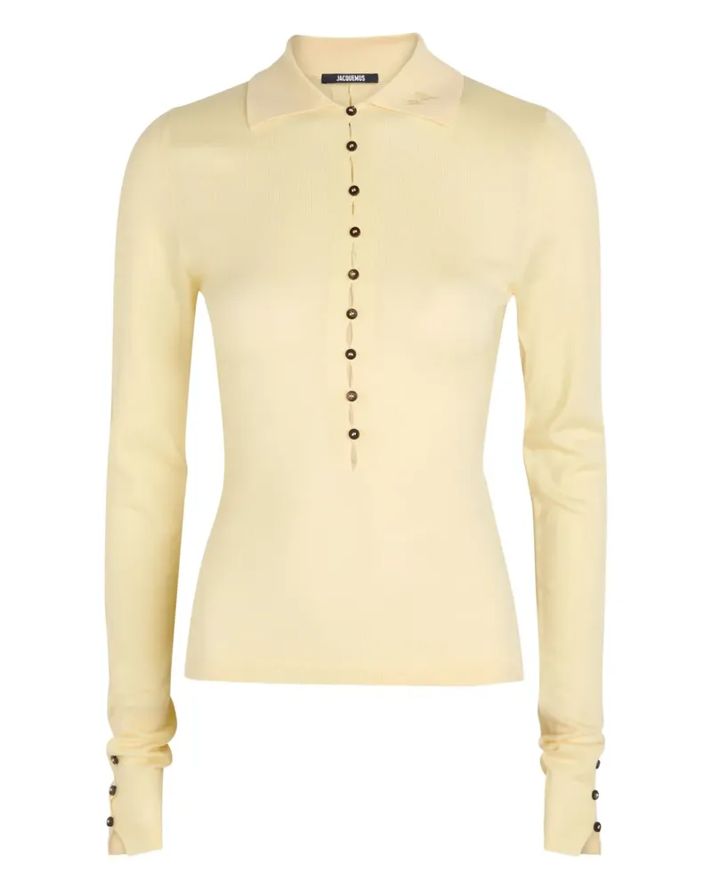 Jacquemus fine-knit polo top - Nude Nude