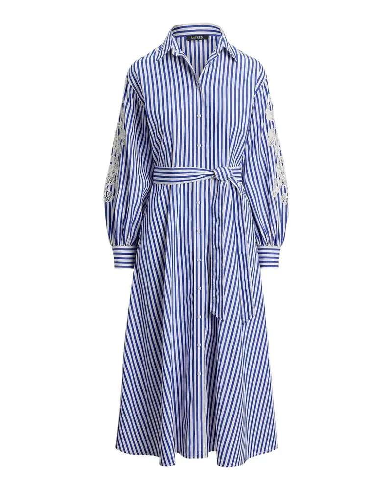 Ralph Lauren striped lace-embroidered dress - Blau Blau