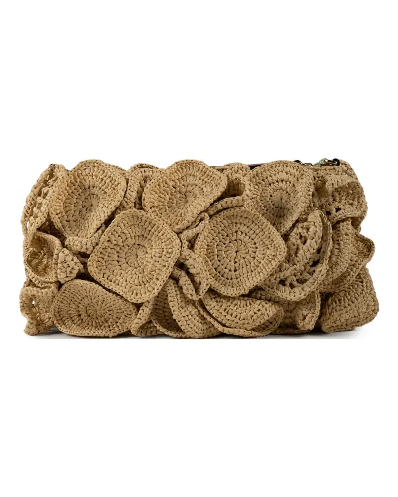 FARM Rio flower-appliqué clutch bag - Nude Nude