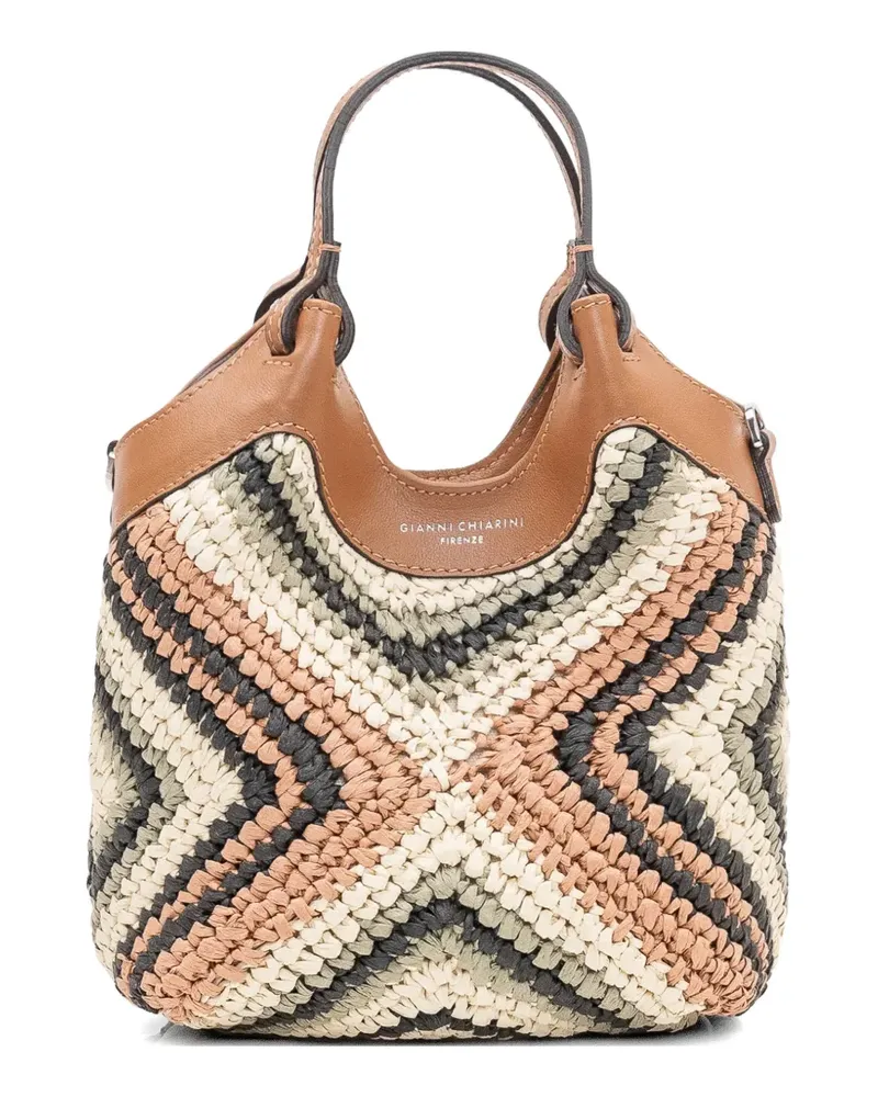 Gianni Chiarini Gewebte Dua Tote Bag mit Zickzackmuster - Nude Nude
