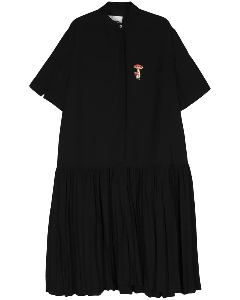 Jil Sander Krepp-Midikleid mit Pilzstickerei - Schwarz Schwarz