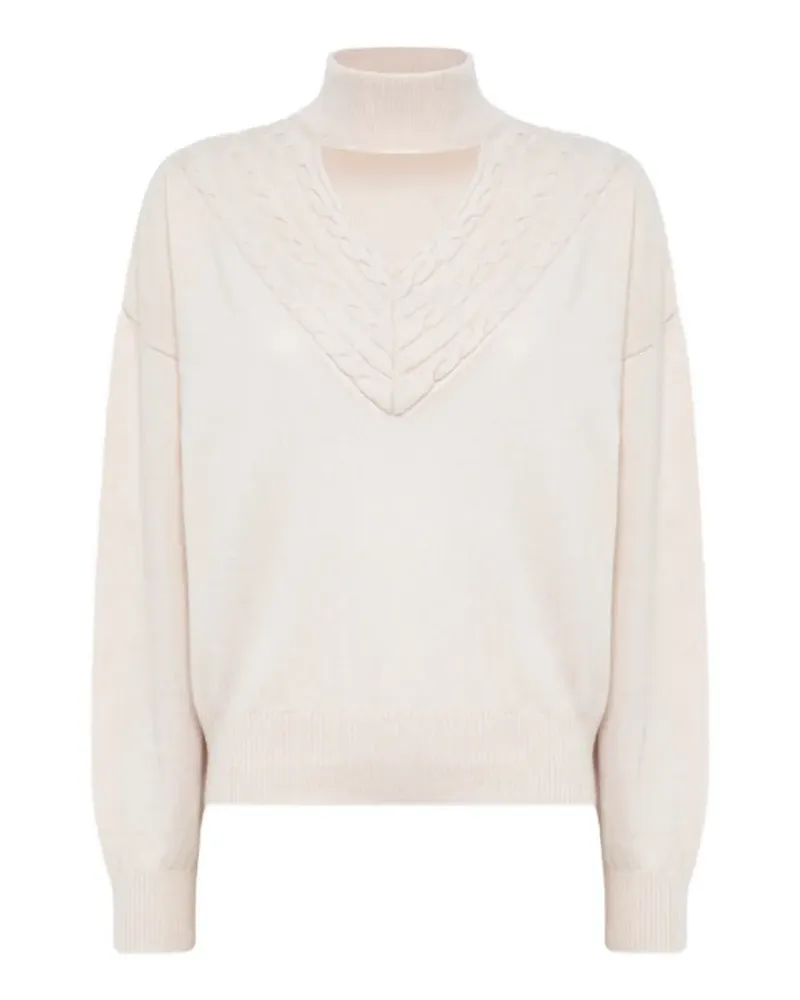 Blumarine cable-knit high-neck sweater - Nude Nude