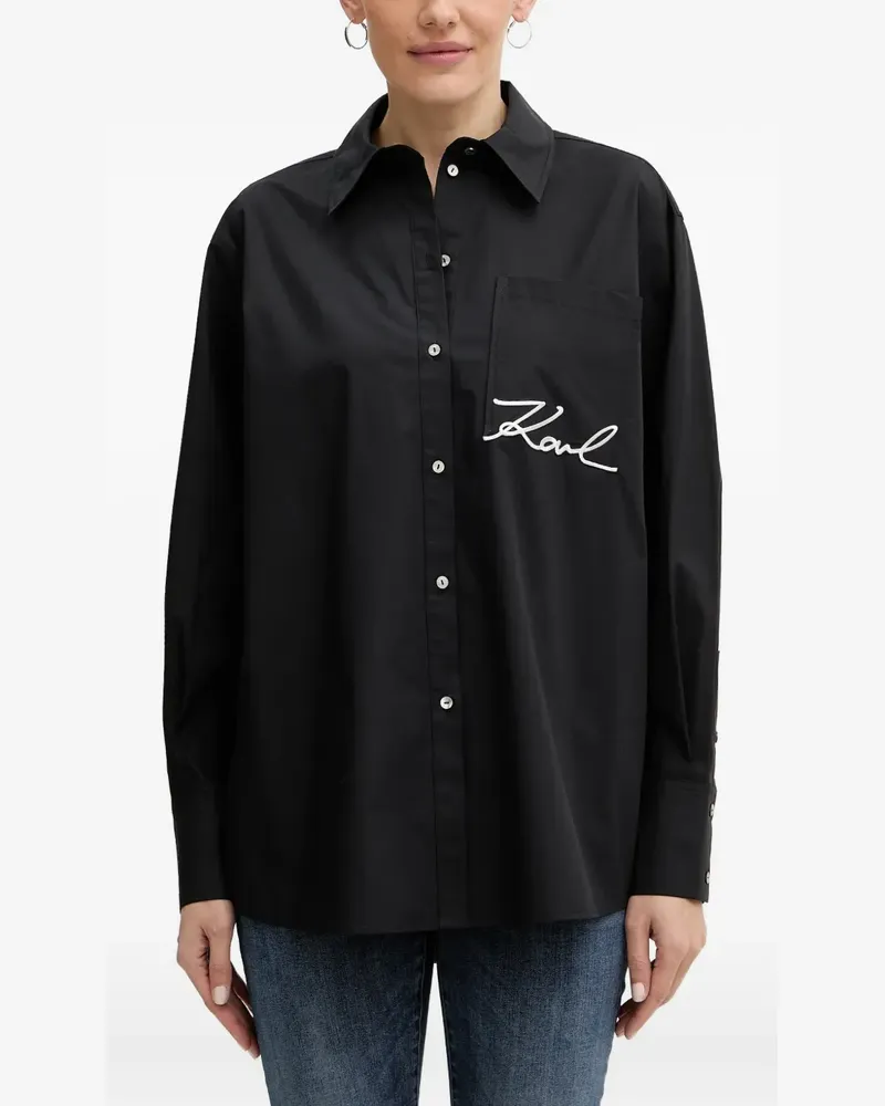 Karl Lagerfeld pocket logo-embroidered shirt - Schwarz Schwarz