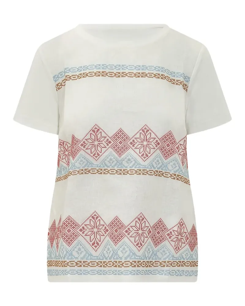 Max Mara geometric-embroidery T-shirt - Weiß Weiß