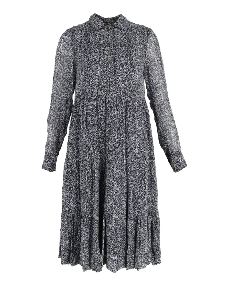 Ganni floral-print tiered long-sleeve midi dress - Blau Blau