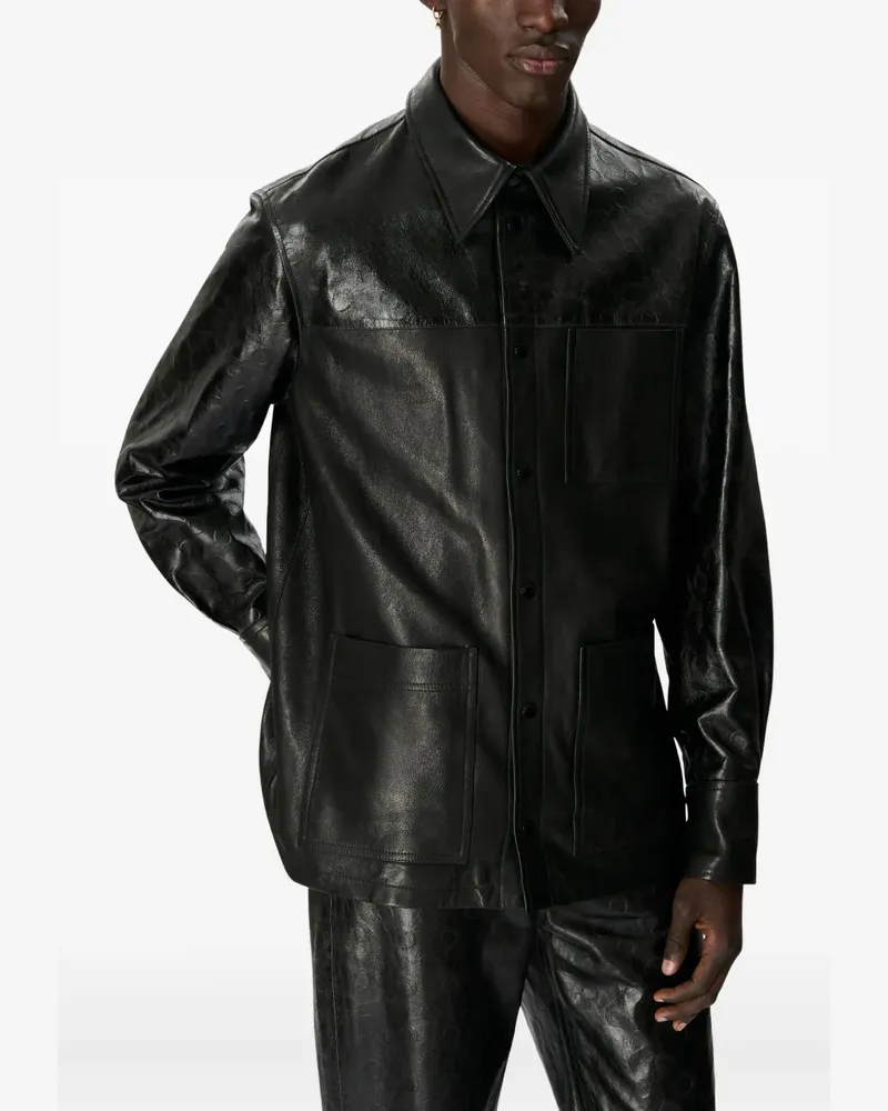Marine Serre Glossy Moon leather shirt - Schwarz Schwarz