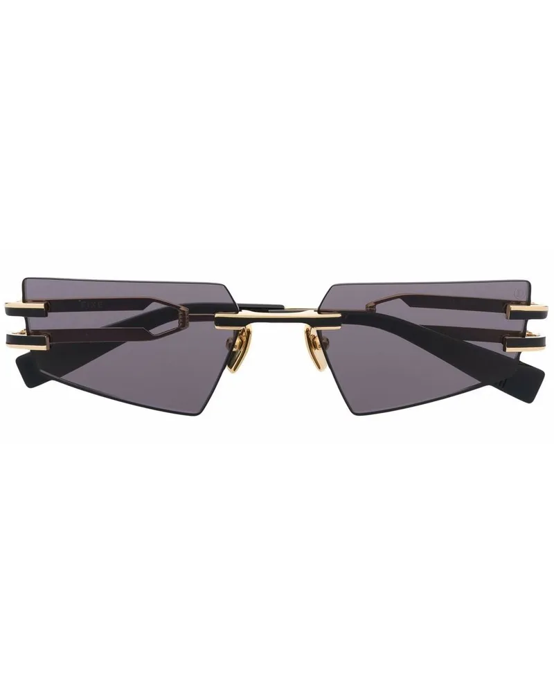 Balmain Sonnenbrille mit geometrischem Gestell - Schwarz Schwarz