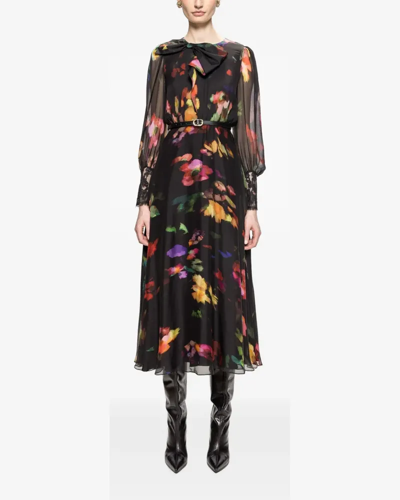 NISSA Florales Midikleid - Schwarz Schwarz