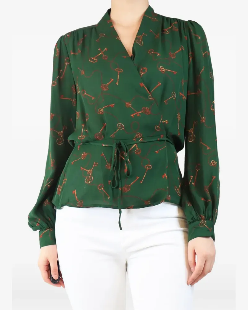 L'Agence key-print wrap-design top - Grün Grün