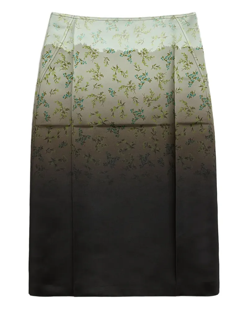 Jil Sander Midirock mit Farbverlauf-Blumen-Print - Grün Grün