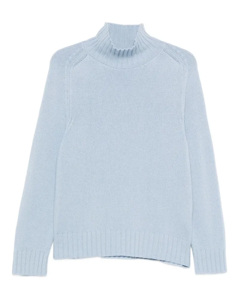 Purotatto Gerippter Pullover mit Stehkragen - Blau Blau
