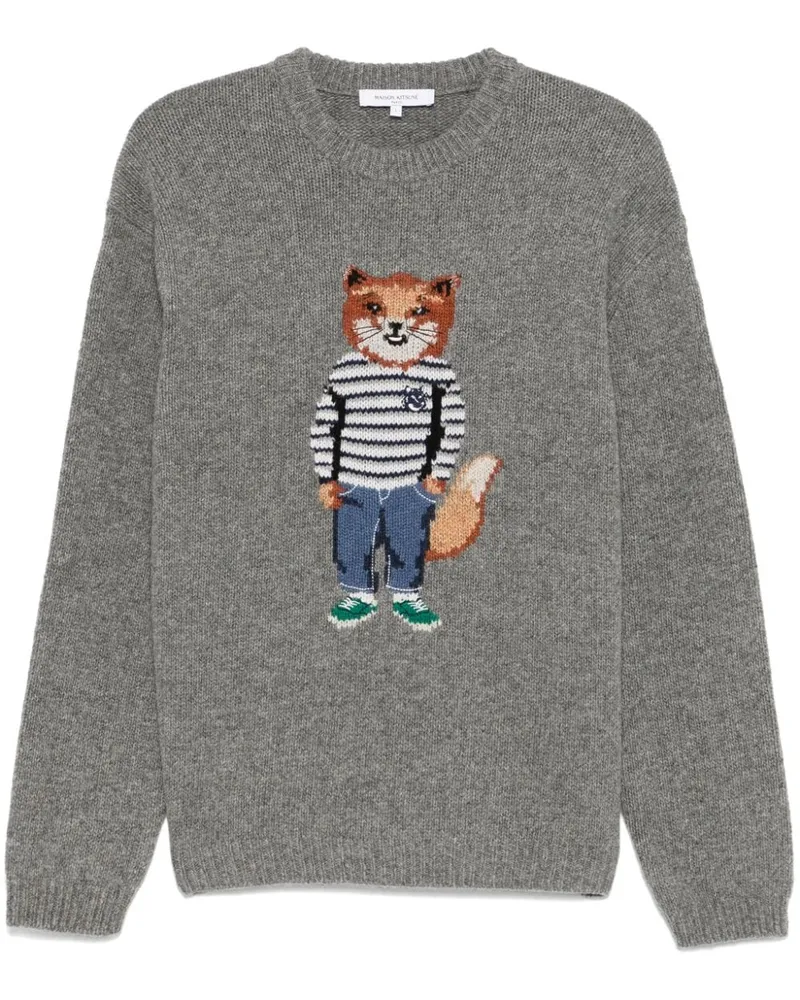 Kitsuné Dressed Fox Intarsien-Pullover - Grau Grau