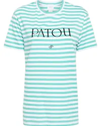 Patou Gestreiftes T-Shirt mit Logo-Print Blau