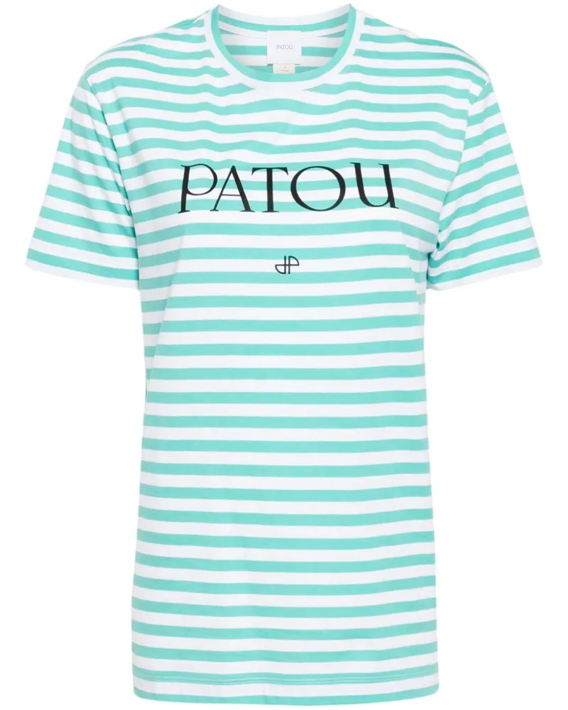 Patou Gestreiftes T-Shirt mit Logo-Print - Blau Blau