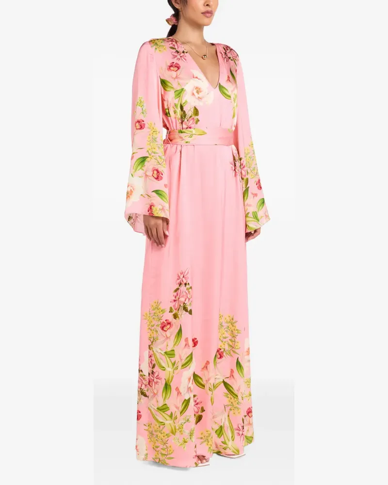 Hemant & Nandita Maxikleid mit Blumenprint - Rosa Rosa