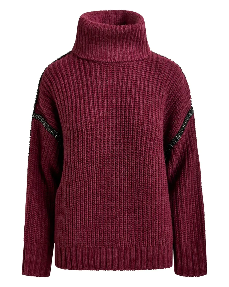 Essentiel Gerippter Pullover mit Kristallen - Rot Rot
