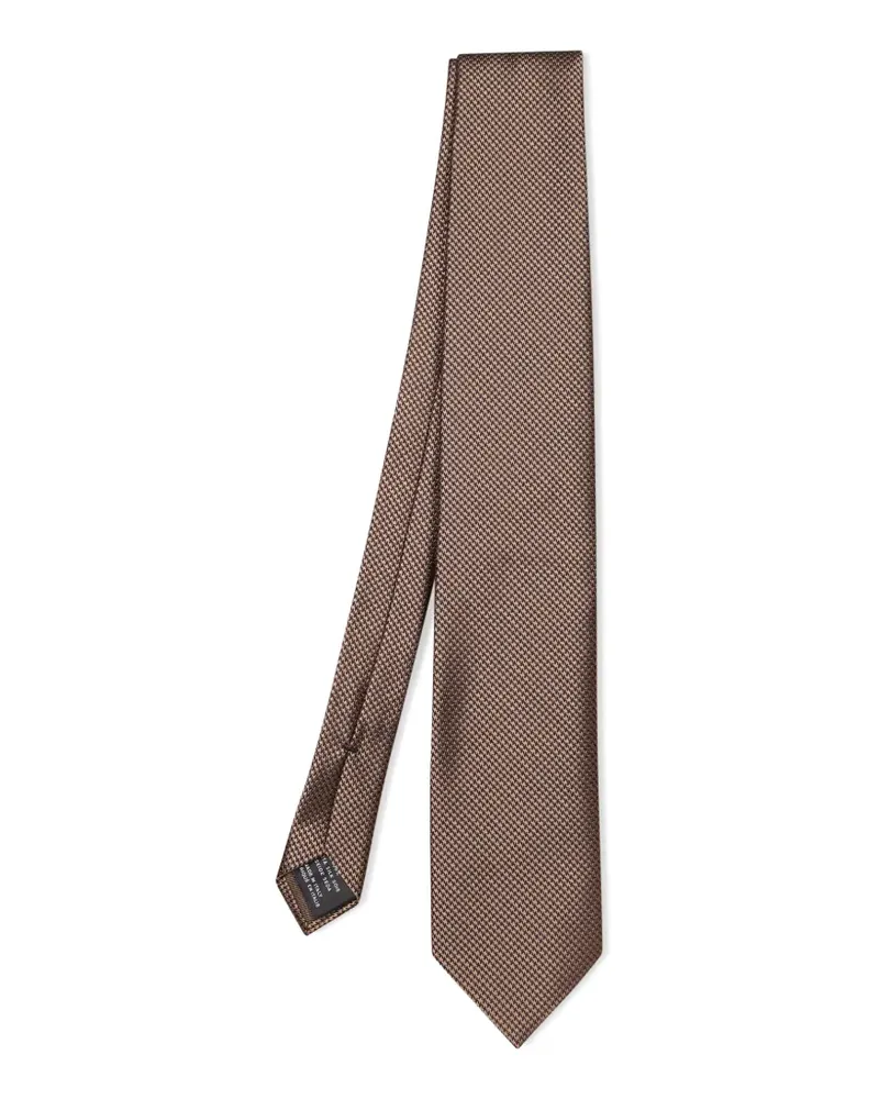 Tom Ford Seidenkrawatte mit Hahnentrittmuster - Braun Braun