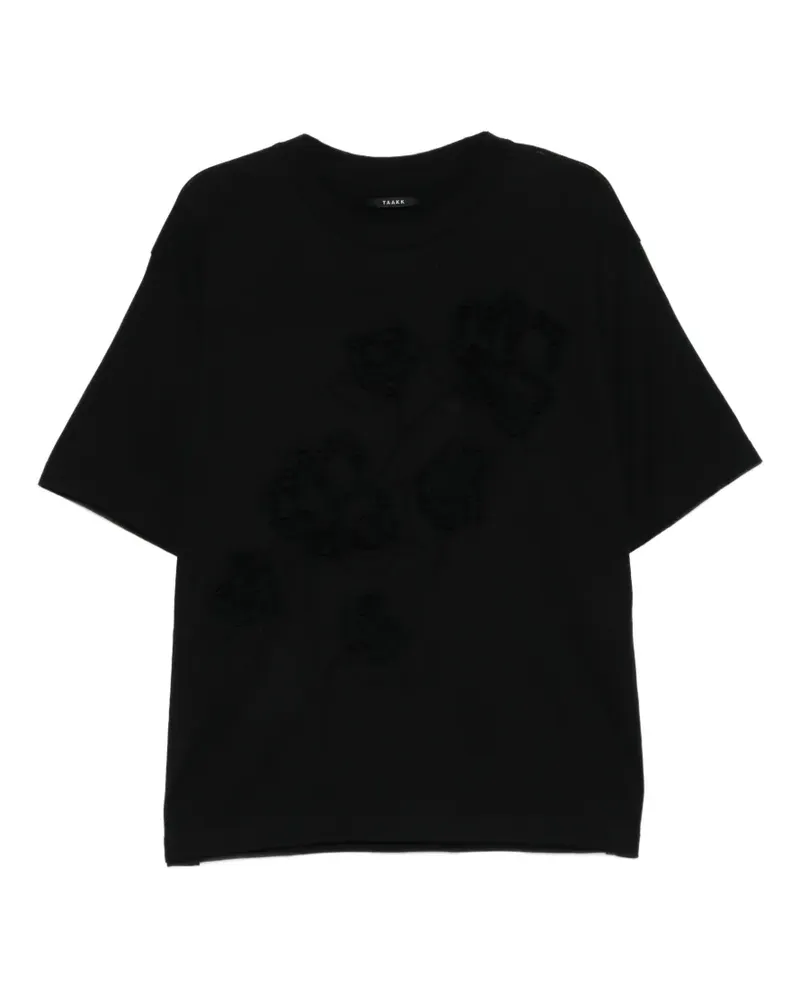 TAAKK T-Shirt mit Blumenstickerei - Schwarz Schwarz
