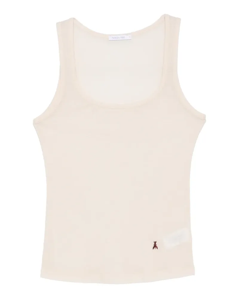 Patrizia Pepe Geripptes Trägershirt mit Logo - Nude Nude