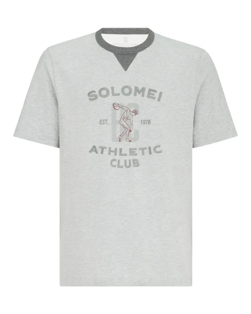 Brunello Cucinelli cotton-jersey crew-neck T-shirt with print - Grau Grau