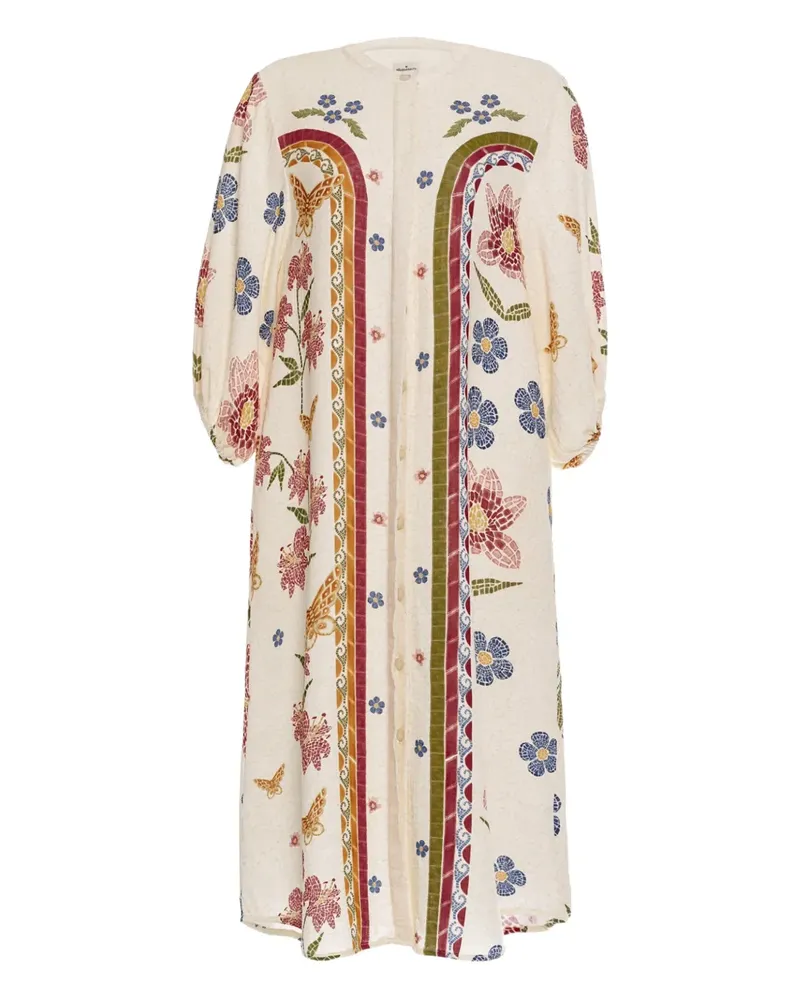 AGUA BENDITA Clavelina Strandkleid mit Blumen-Print - Nude Nude