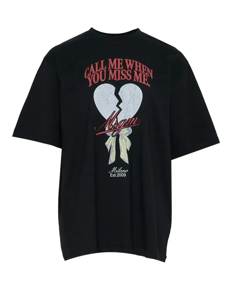 MSGM graphic-print cotton T-shirt - Schwarz Schwarz
