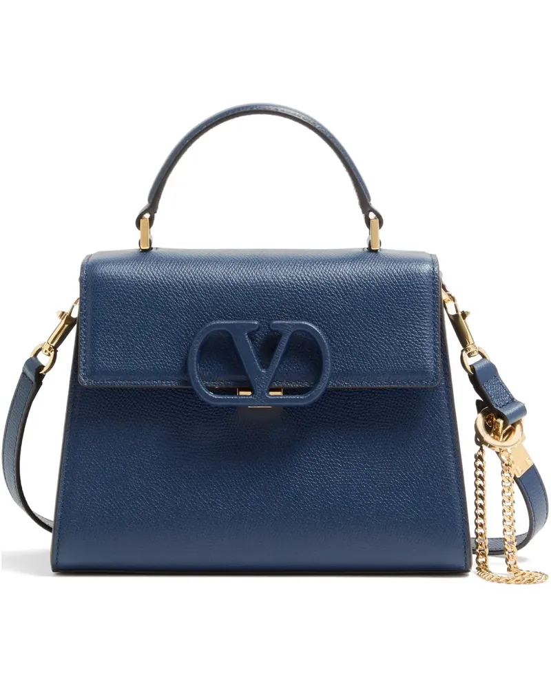 Valentino Garavani Kleine VSling Handtasche aus körnigem Kalbsleder - Blau Blau
