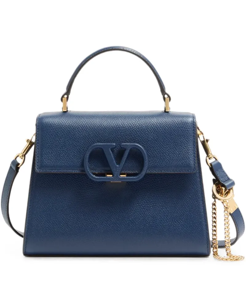 Valentino Garavani Kleine VSling Handtasche aus körnigem Kalbsleder - Blau Blau