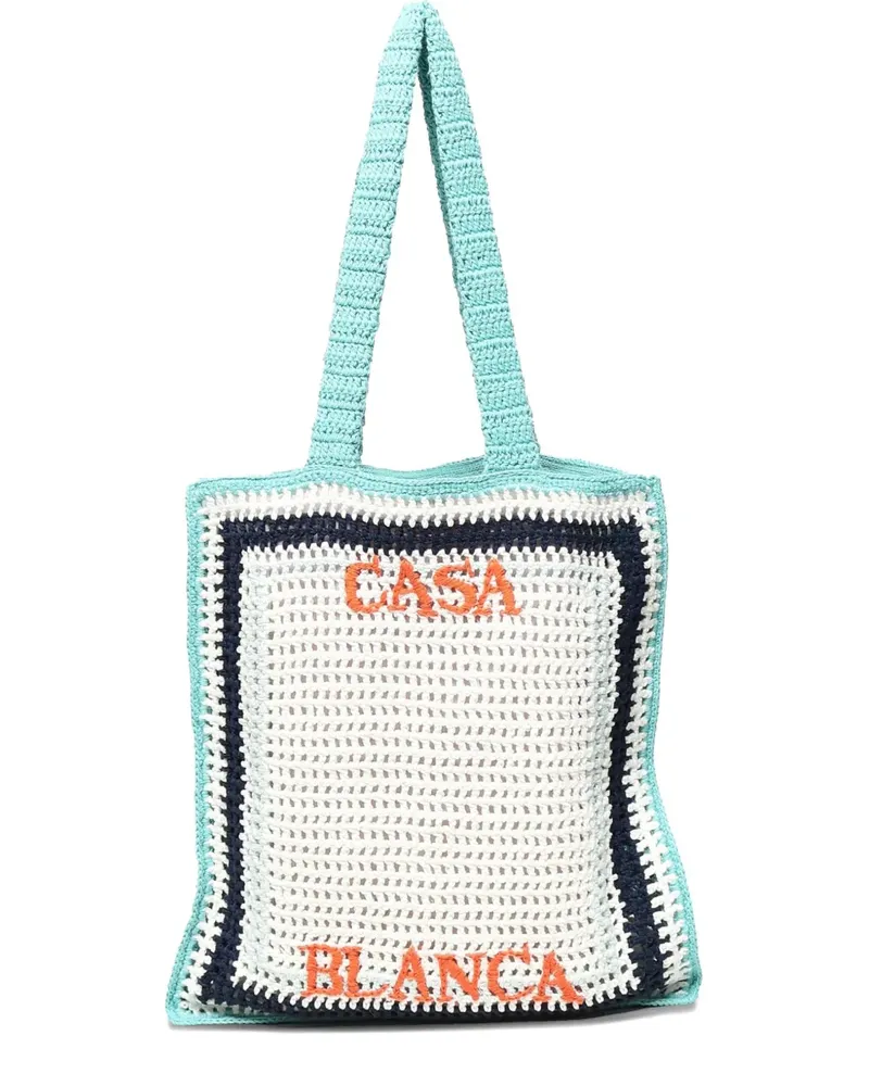 Casablanca Paris Tote Bag mit Häkeldetail - Weiß Weiß