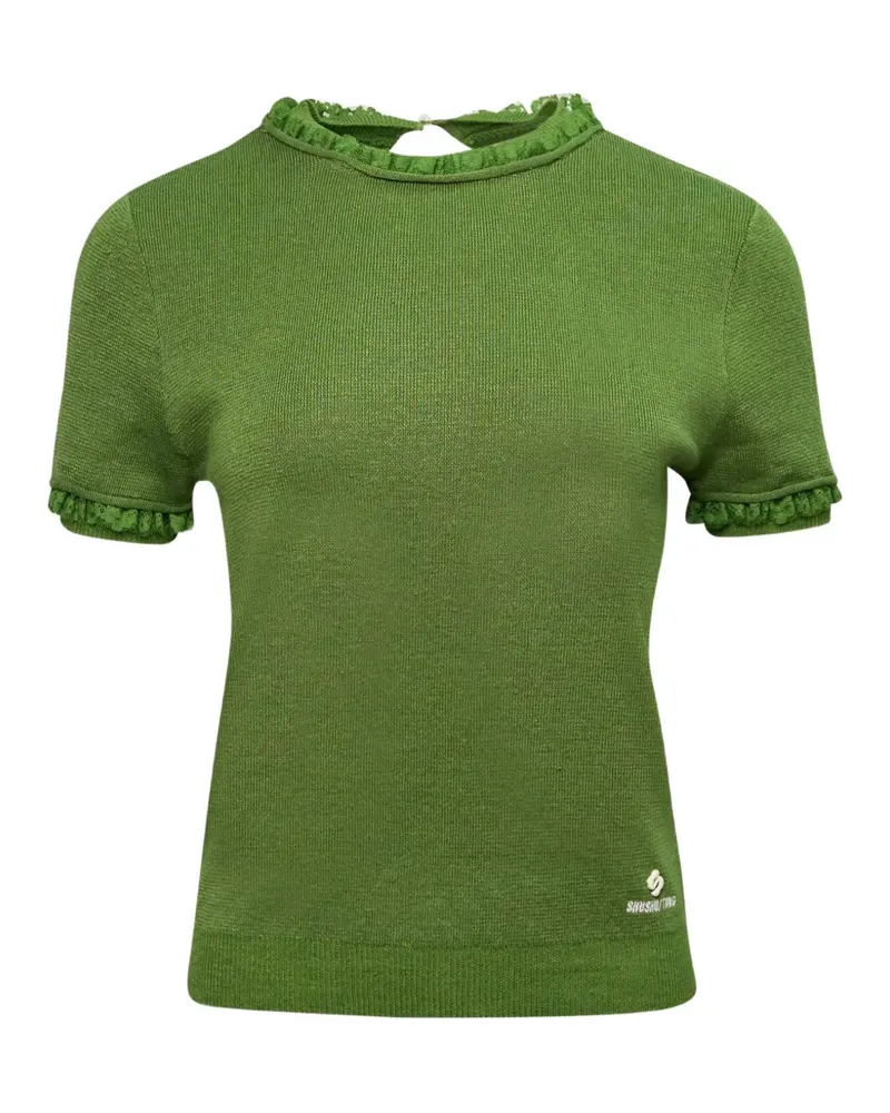 SHUSHU/TONG ruffled short-sleeve jumper - Grün Grün