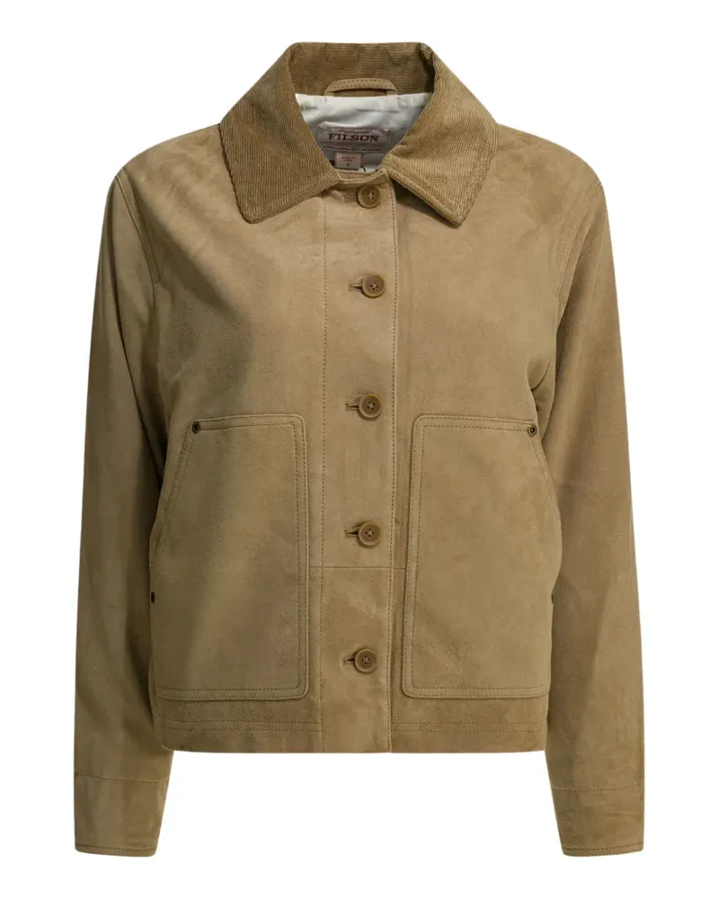 Filson corduroy-collar suede coat - Nude Nude